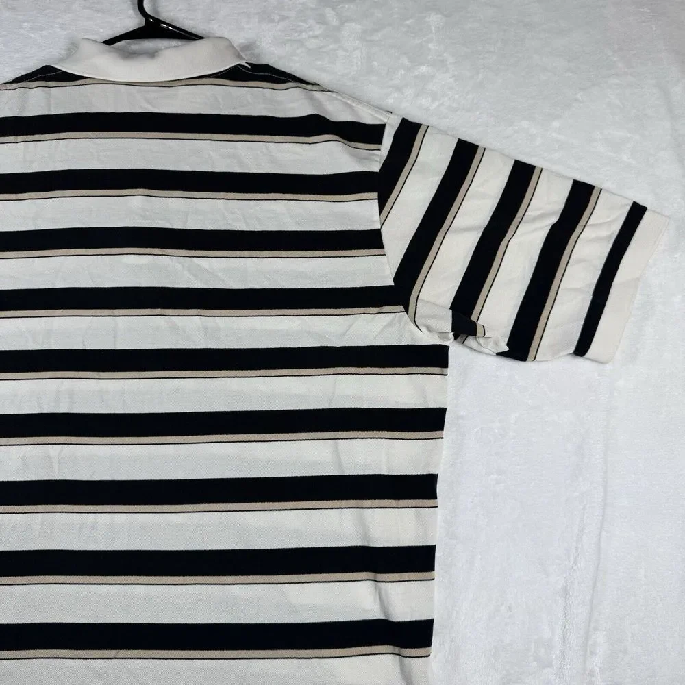 Vintage Golf Polo‎ Ralph Lauren Mens XL White/Black Striped Pony Performance
